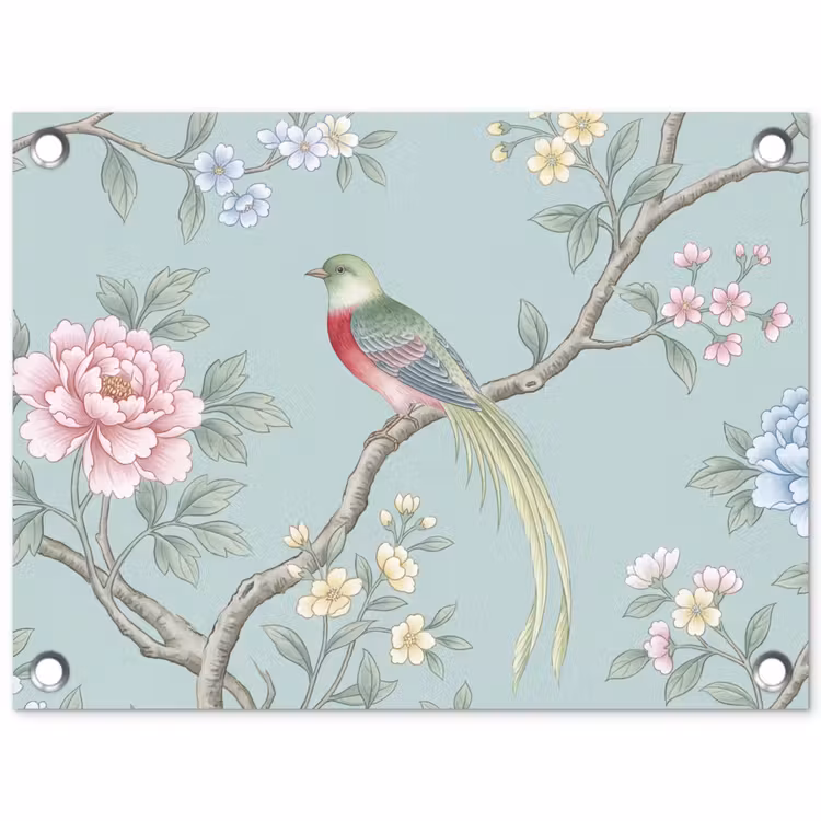 Vogel - Bloemen - Kleurrijk tuinposter los doek klein -3d