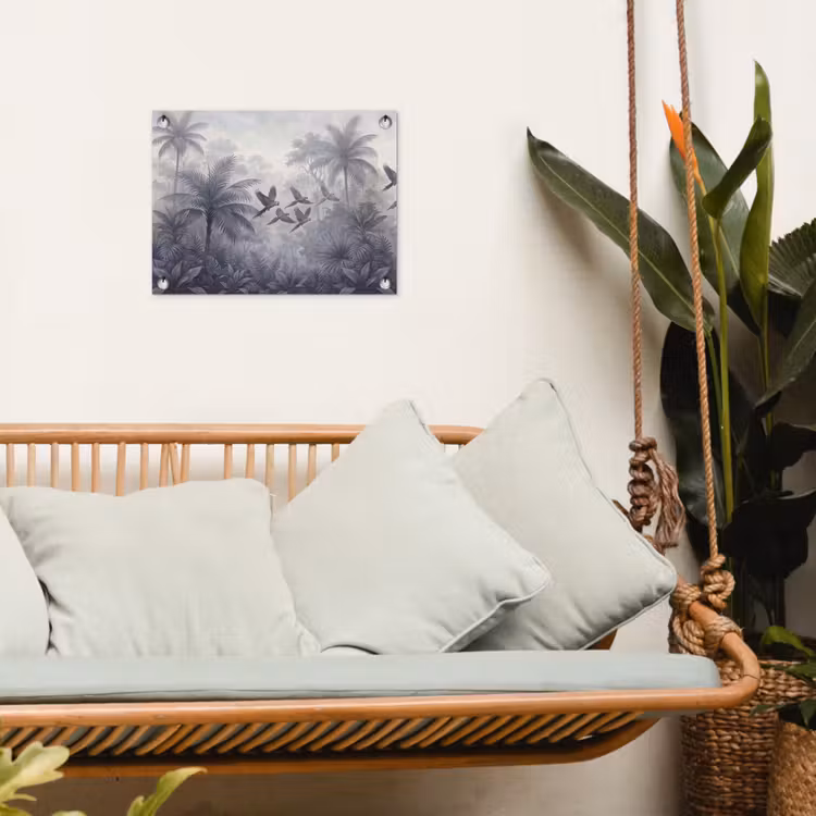 Vogel - Vliegend - Jungle - Vintage - Dieren tuinposter los doek klein -sfeer7