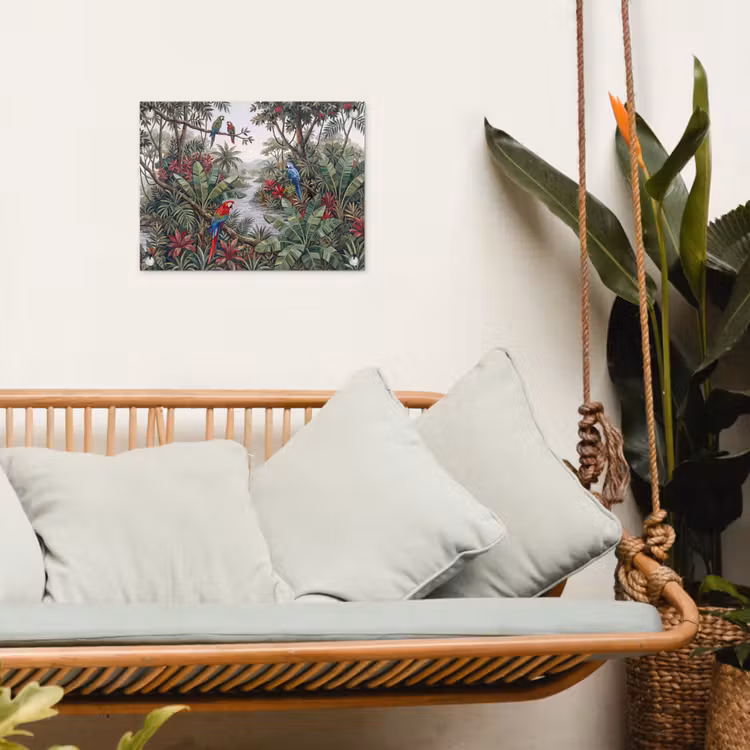 Vogel - Jungle - Natuur - Mozaïek - Groen tuinposter los doek klein -sfeer7