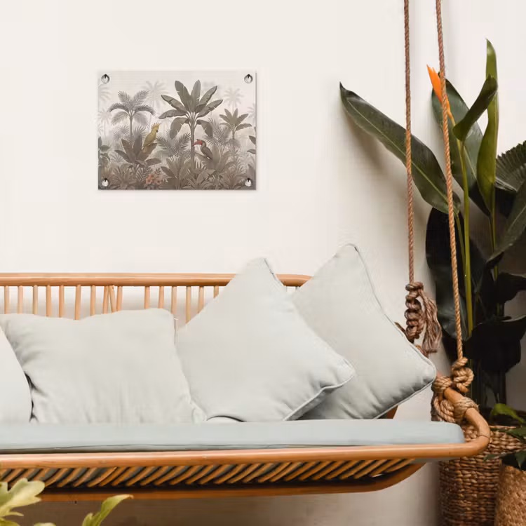 Vogel - Jungle - Tropisch - Illustratie - Groen tuinposter los doek klein -sfeer7