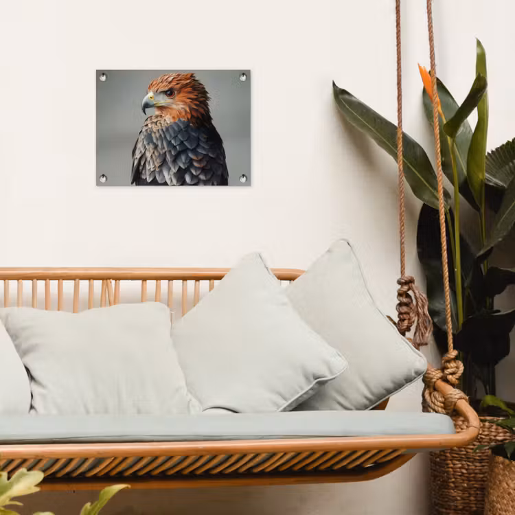 Vogel - Realistisch - Veren - Bruin tuinposter los doek klein -sfeer7