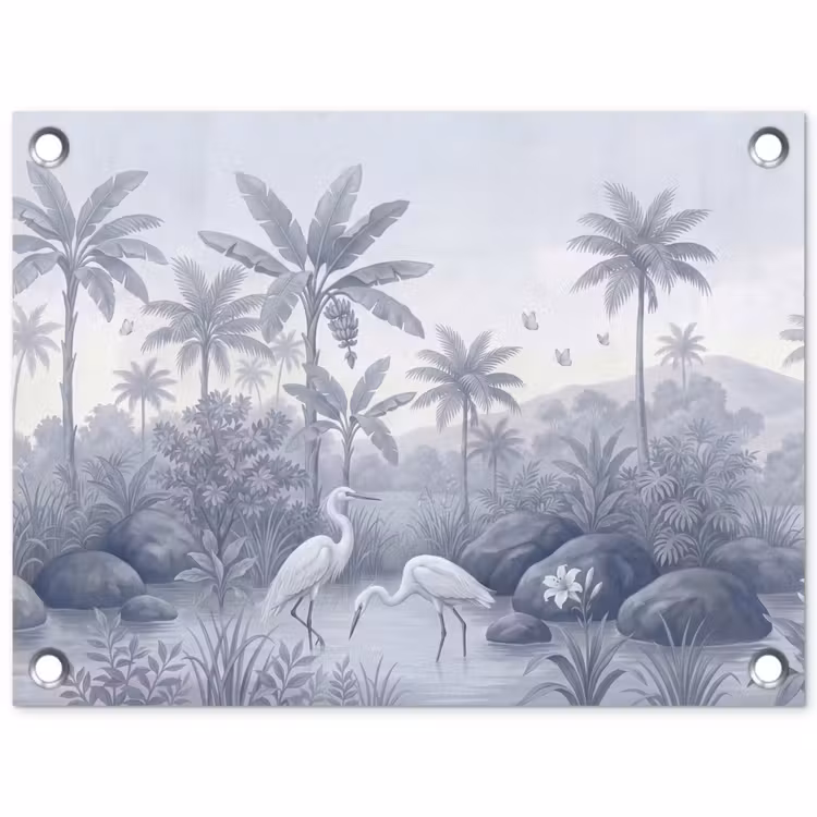 Vogel - Water - Tropisch - Natuur - Blauw tuinposter los doek klein -3d