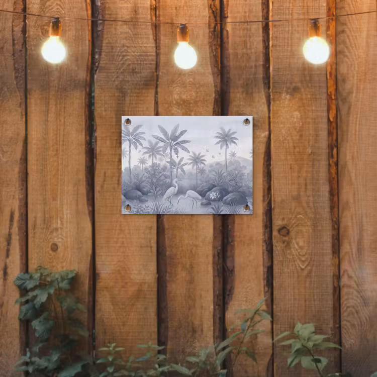 Vogel - Water - Tropisch - Natuur - Blauw tuinposter los doek klein -sfeer1