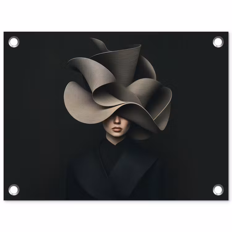 Zwarte - Hoed - Vrouw tuinposter los doek klein -3d