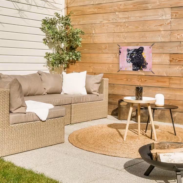 Zwart - Panter - Roze - Abstract tuinposter los doek klein -sfeer4