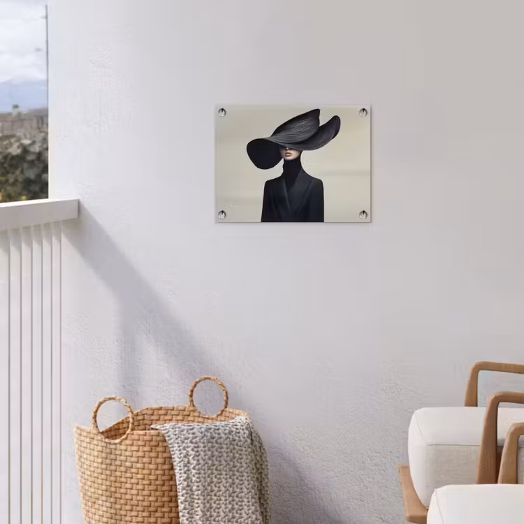 Zwart - Vrouw - Hoed tuinposter los doek klein -sfeer8