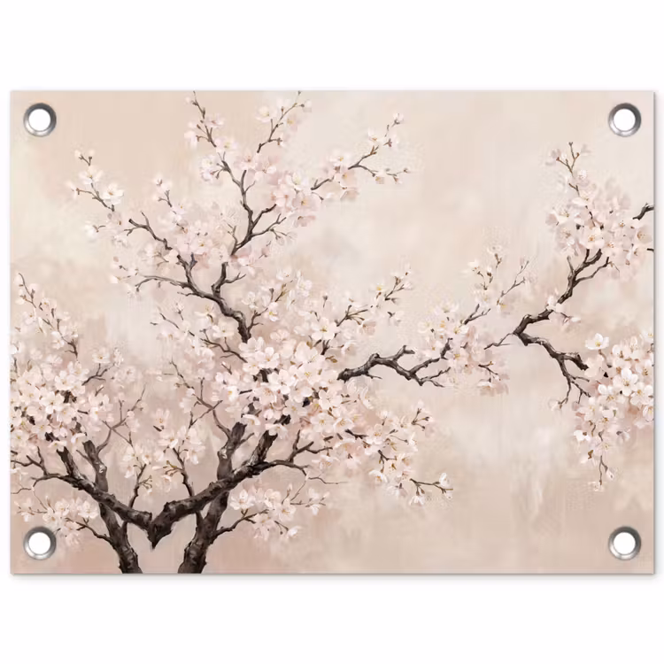 Bloesem - Illustratie - Taupe tuinposter los doek klein -3d