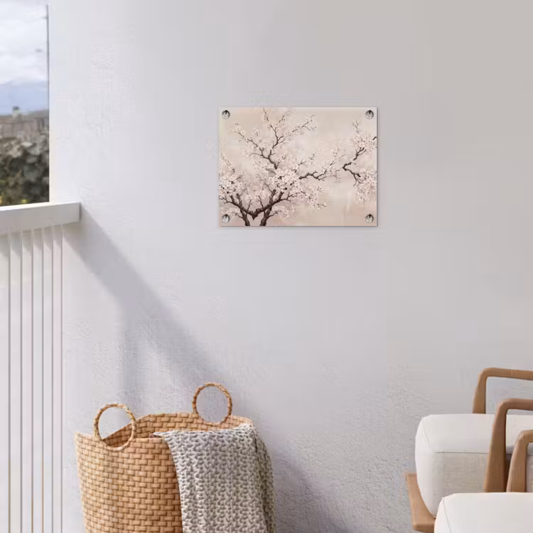 Bloesem - Illustratie - Taupe tuinposter los doek klein -sfeer8