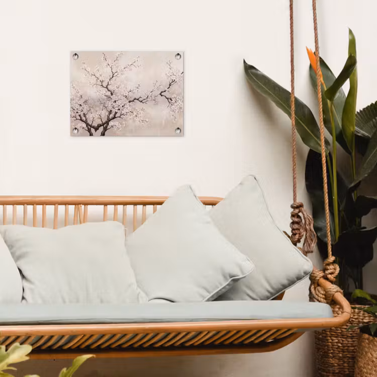 Bloesem - Illustratie - Taupe tuinposter los doek klein -sfeer7