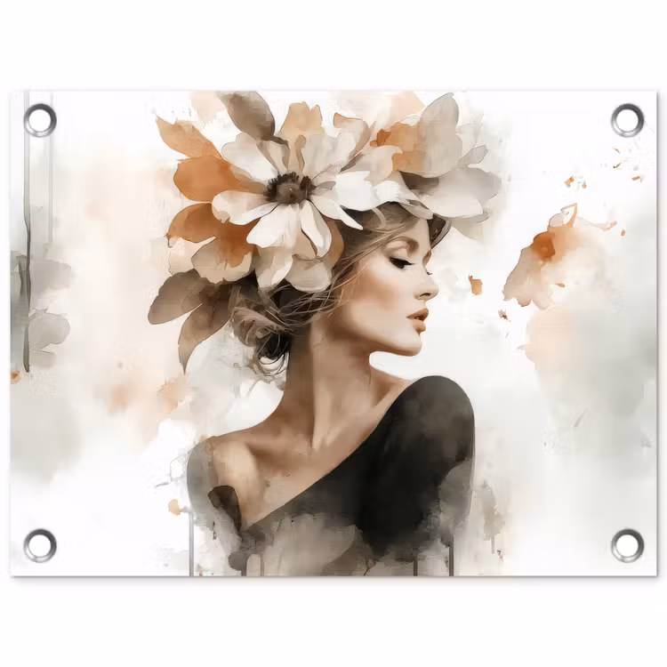 Bloesem - Portret - Gezicht tuinposter los doek klein -3d