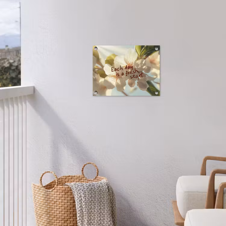 Bloesems - Zonlicht - Quote - Wit tuinposter los doek klein -sfeer8