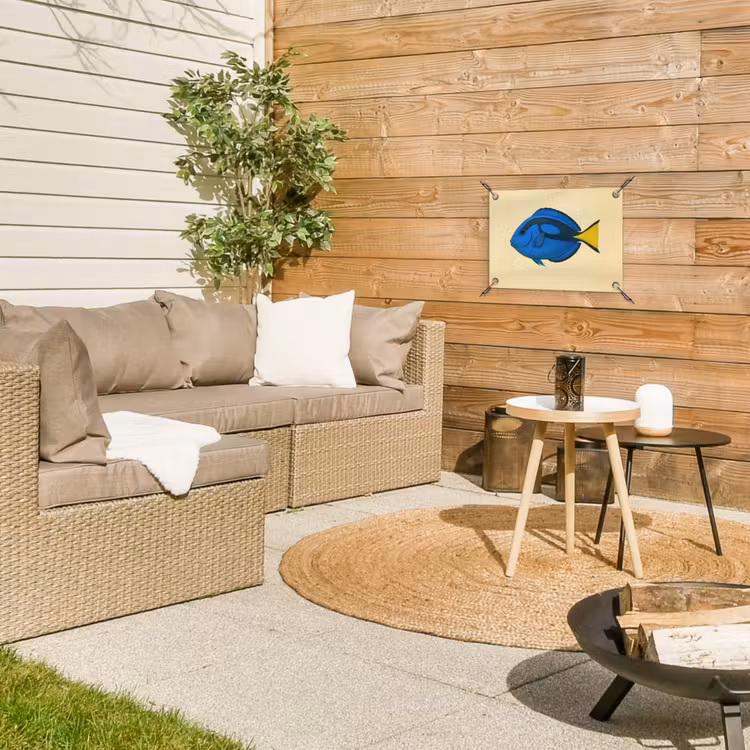 Blauw - Dory - Vis - Staartvin tuinposter los doek klein -sfeer4