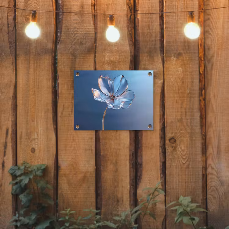 Blauw - Bloem - Glazen - Sierlijk tuinposter los doek klein -sfeer1