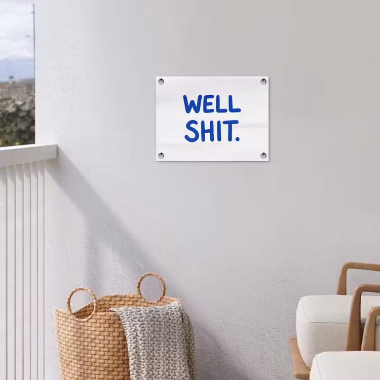 Blauw - Quote - Wit tuinposter los doek klein -sfeer8