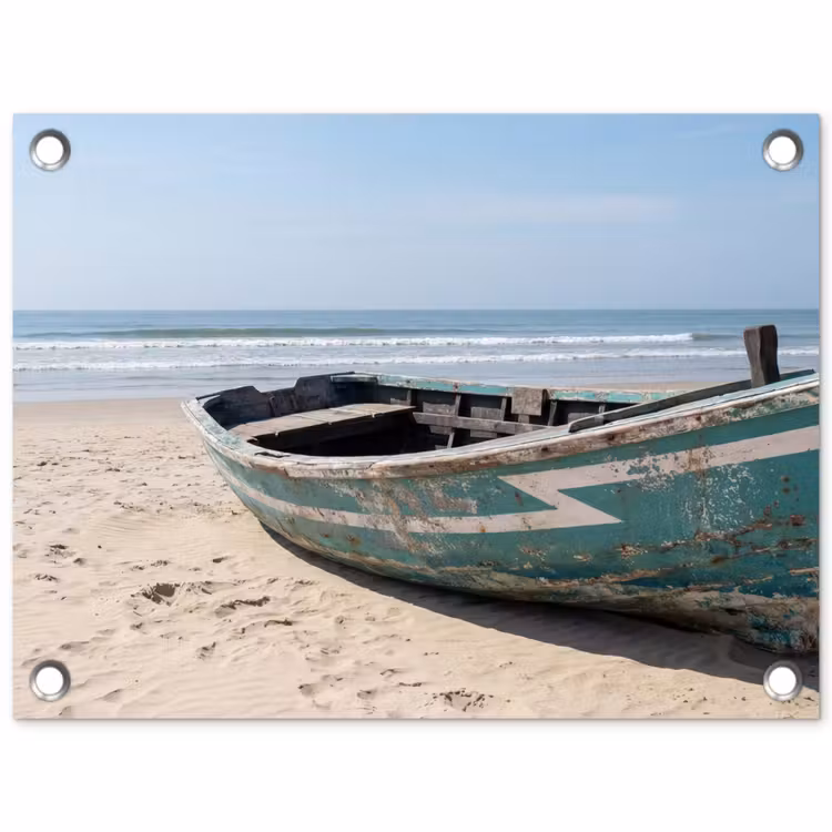 Boot - Zandstrand - Zee tuinposter los doek klein -3d