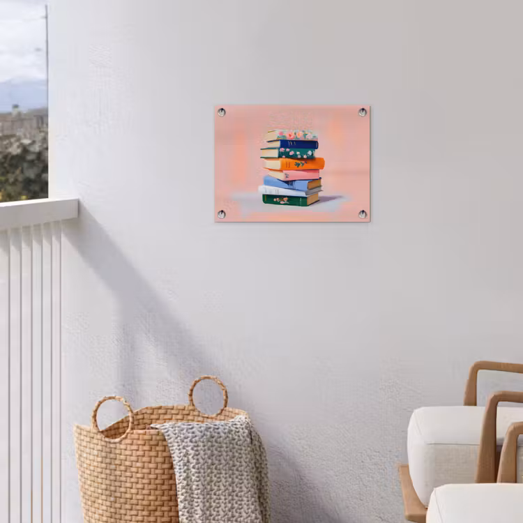 Boeken - Stapel - Kleurrijk tuinposter los doek klein -sfeer8