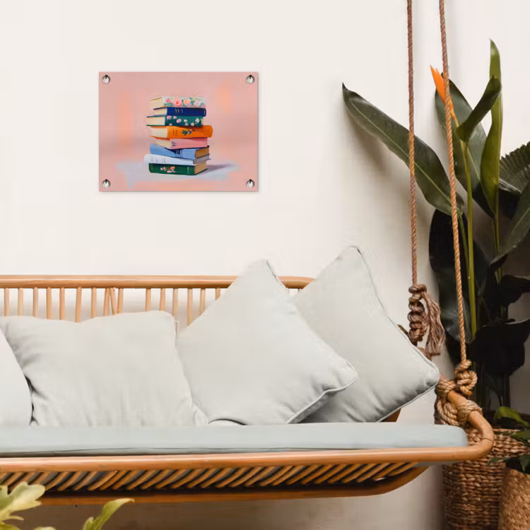 Boeken - Stapel - Kleurrijk tuinposter los doek klein -sfeer7