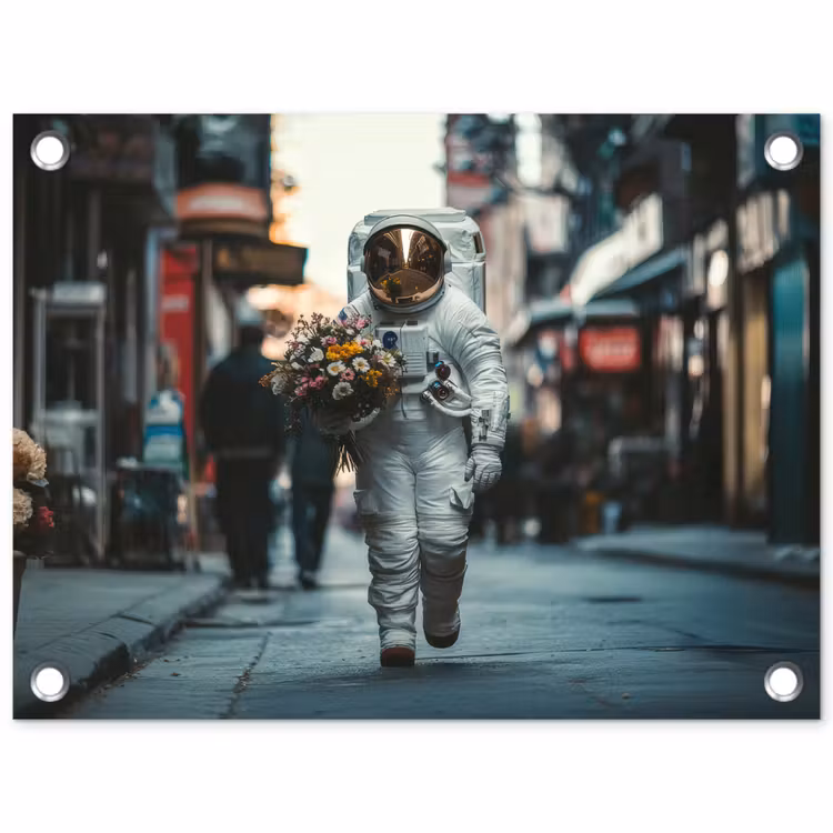 Boeket - Bloemen - Kleurrijk - Astronaut tuinposter los doek klein -3d