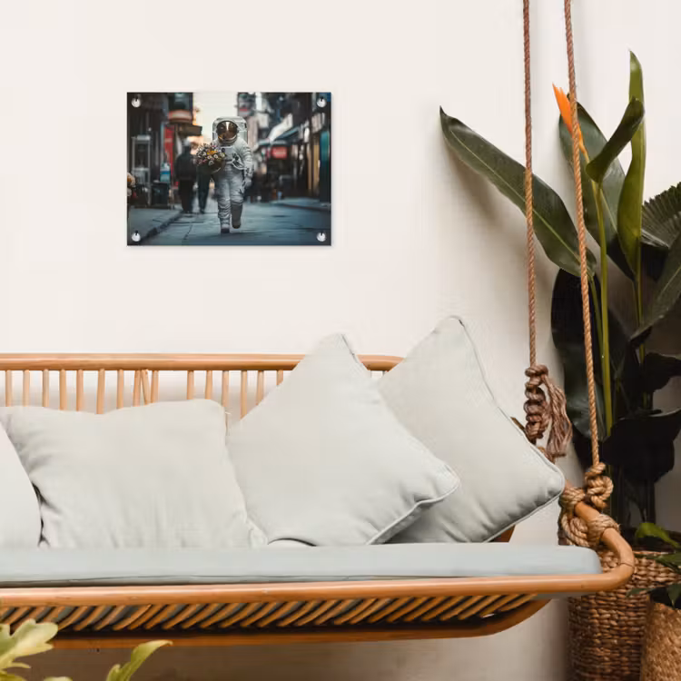 Boeket - Bloemen - Kleurrijk - Astronaut tuinposter los doek klein -sfeer7