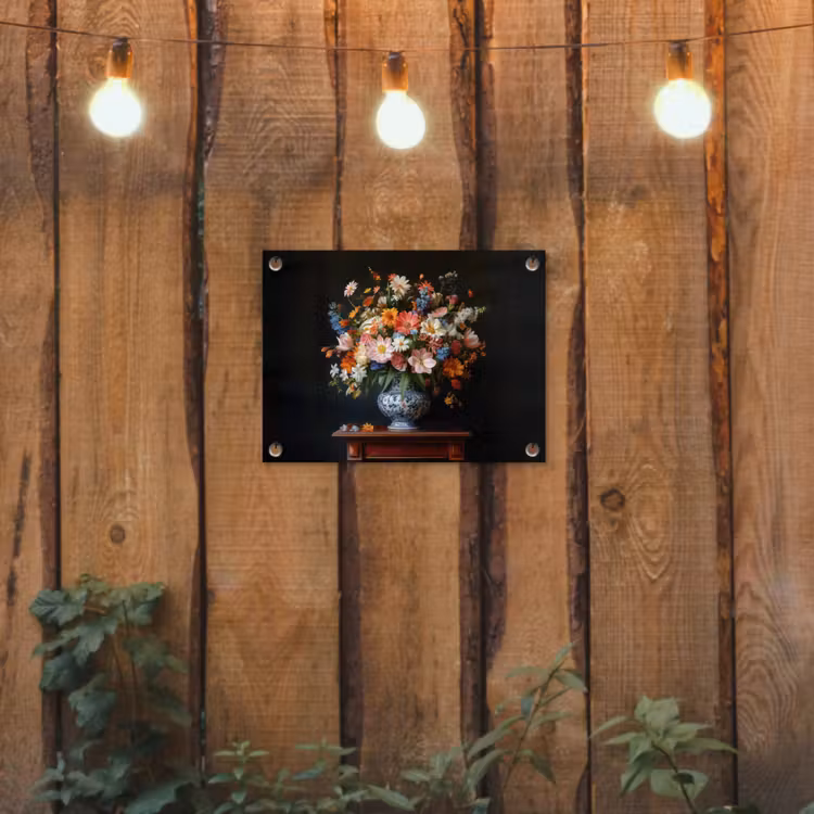 Boeket - Roze - Bloemen - Vaas tuinposter los doek klein -sfeer1