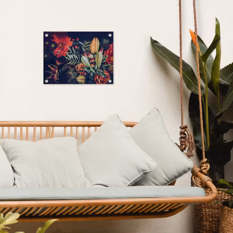 Boeket - Stilleven - Bloemen - Planten - Rood tuinposter los doek klein -sfeer7