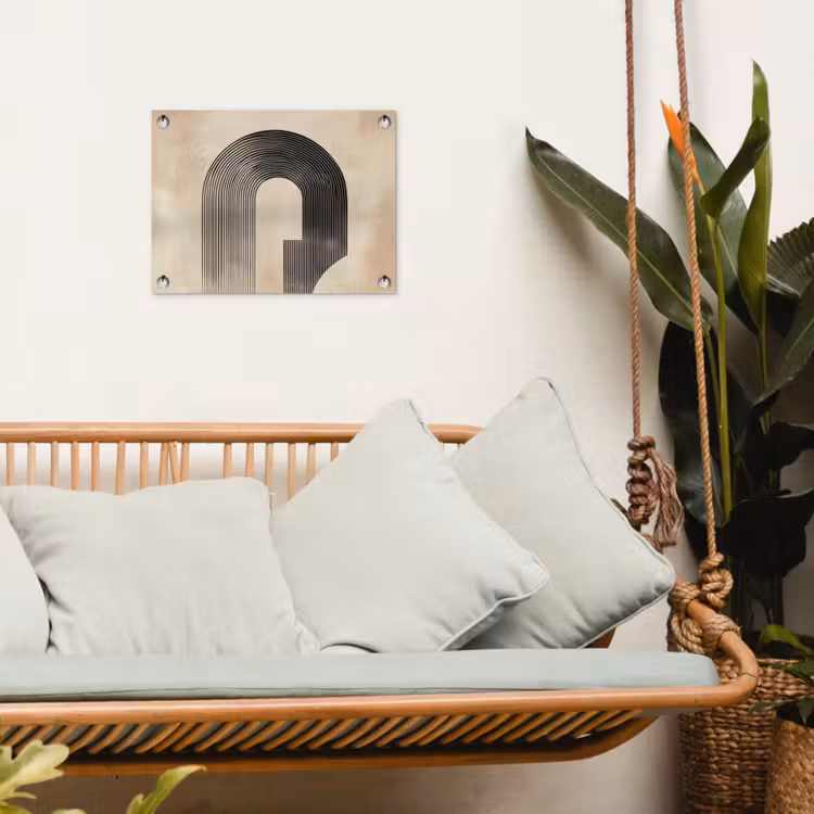 Boog - Strepen - Minimalistisch - Zwart tuinposter los doek klein -sfeer7