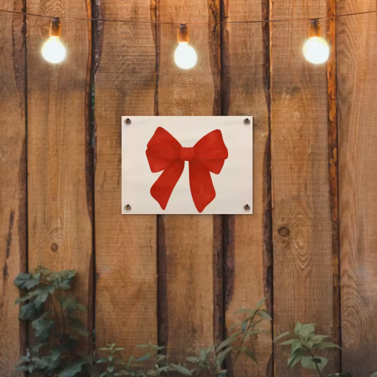 Strik - Symmetrisch - Rood - Lint tuinposter los doek klein -sfeer1