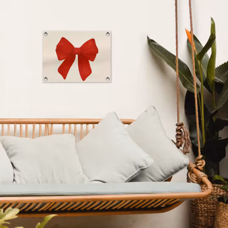 Strik - Symmetrisch - Rood - Lint tuinposter los doek klein -sfeer7
