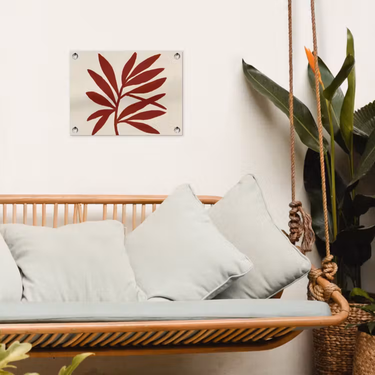 Tak - Bladeren - Rood tuinposter los doek klein -sfeer7
