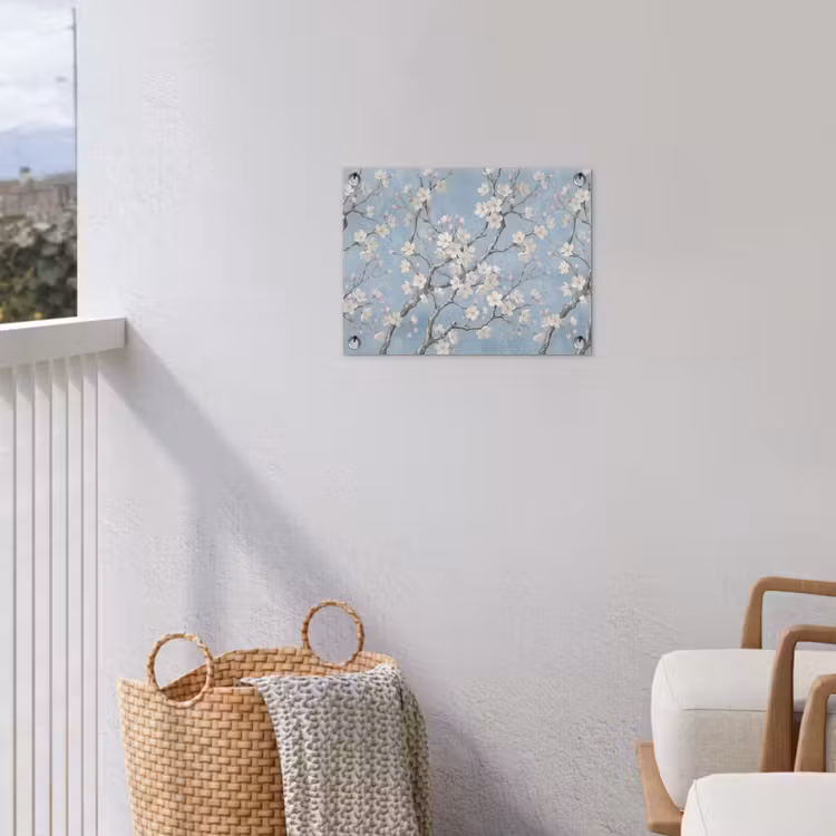 Takken - Kersenbloesem - Blauw tuinposter los doek klein -sfeer8