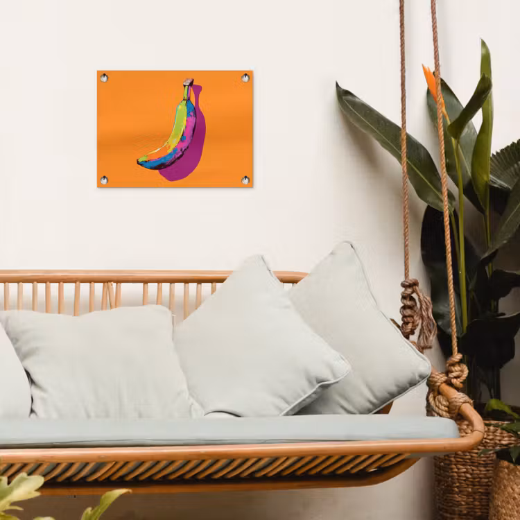 Felle kleuren - Banaan - popart tuinposter los doek klein -sfeer7