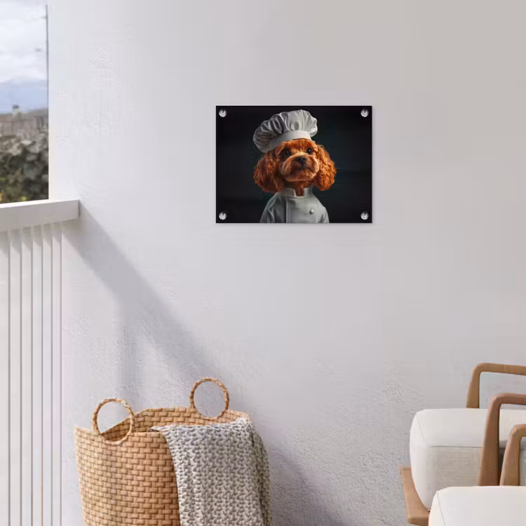 Bruin - Kok - Hondje tuinposter los doek klein -sfeer8