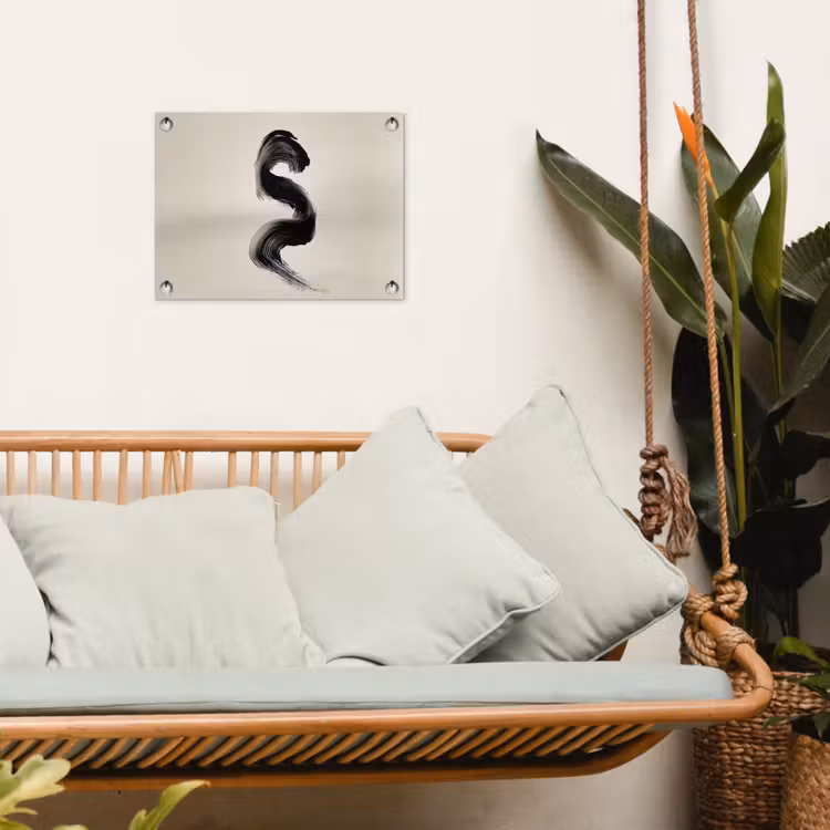 Penseelstreek - Zwart - Minimalistisch tuinposter los doek klein -sfeer7