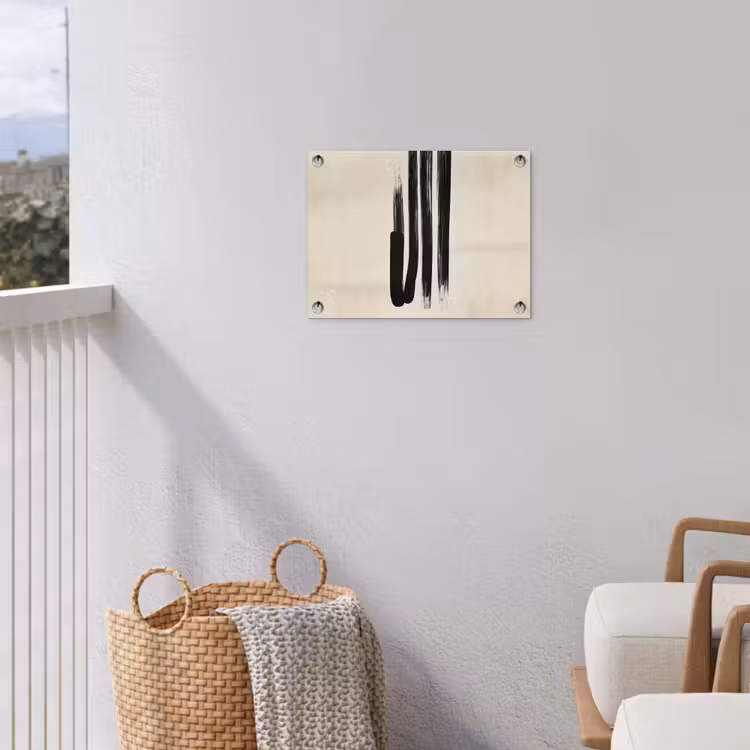 Penseelstreken - Verticaal - Zwart tuinposter los doek klein -sfeer8