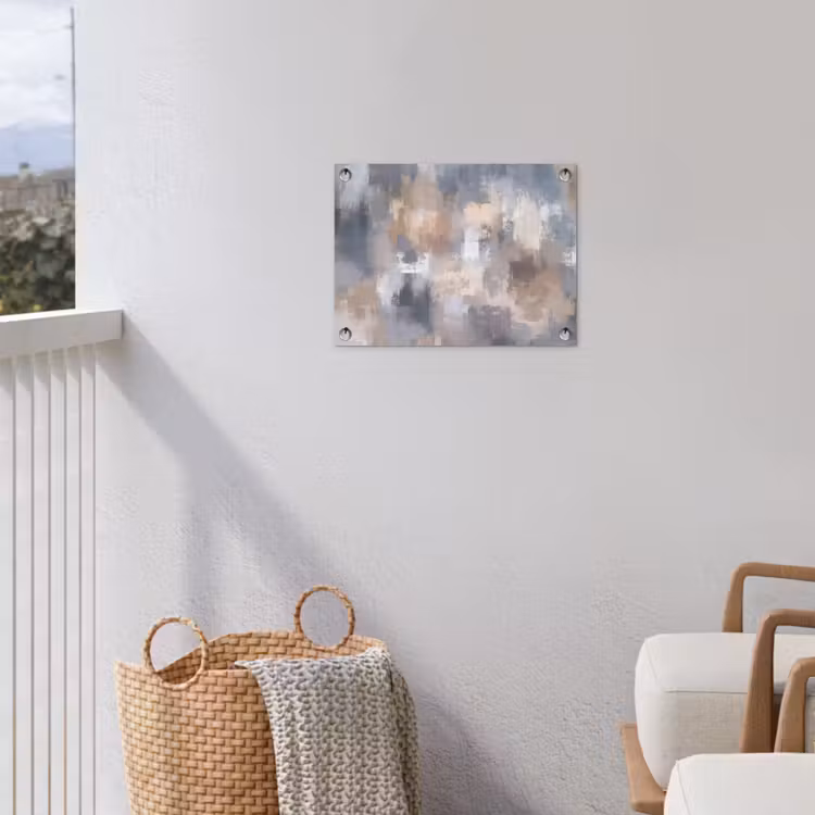 Penseelstreken - Schilderij - Beige tuinposter los doek klein -sfeer8