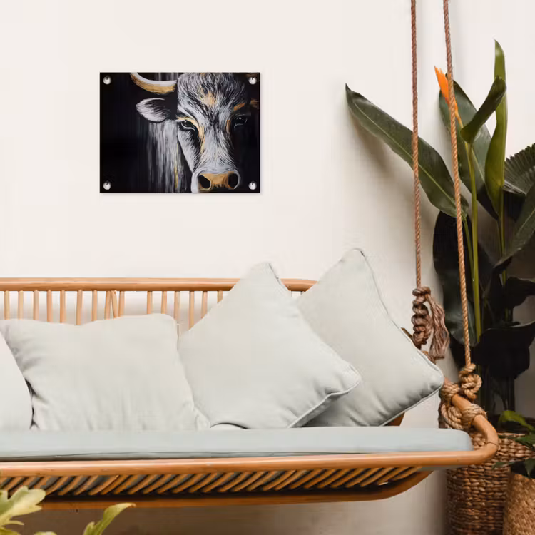 Stier - Hoorns - Snuit - Goud tuinposter los doek klein -sfeer7