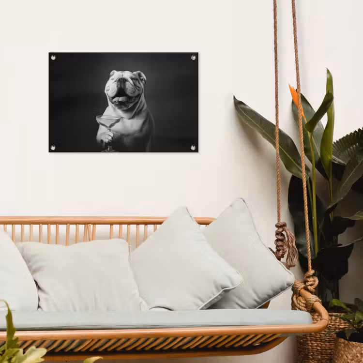 Buldog - Hond - Glas tuinposter los doek klein -sfeer7