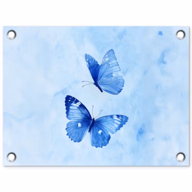 Vlinders - Sierlijk - Blauw tuinposter los doek klein -3d