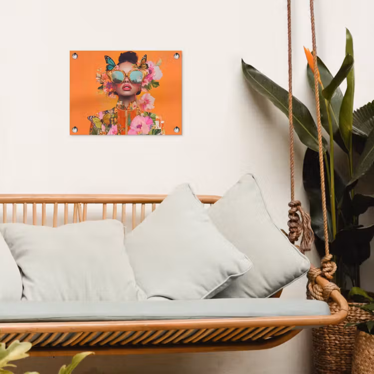 Vlinders - Vrouw - Zonnebril - Kleurrijk tuinposter los doek klein -sfeer7
