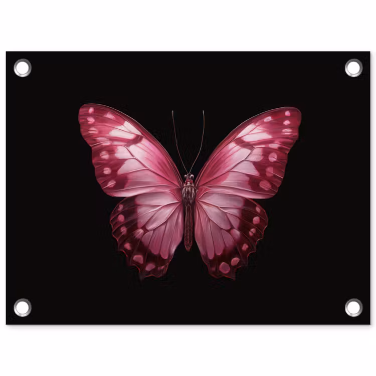 Vlinder - Fuchsia - Grafisch tuinposter los doek klein -3d