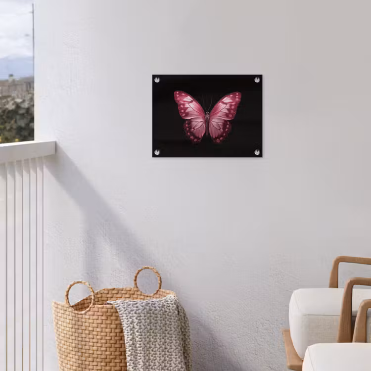 Vlinder - Fuchsia - Grafisch tuinposter los doek klein -sfeer8