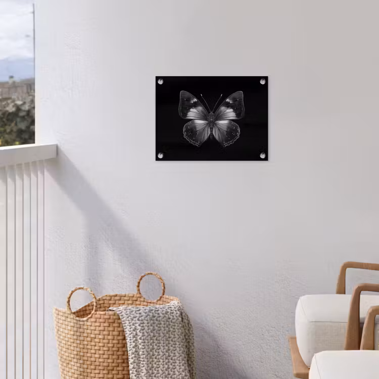 Vlinder - Grijs - Mysterieus tuinposter los doek klein -sfeer8