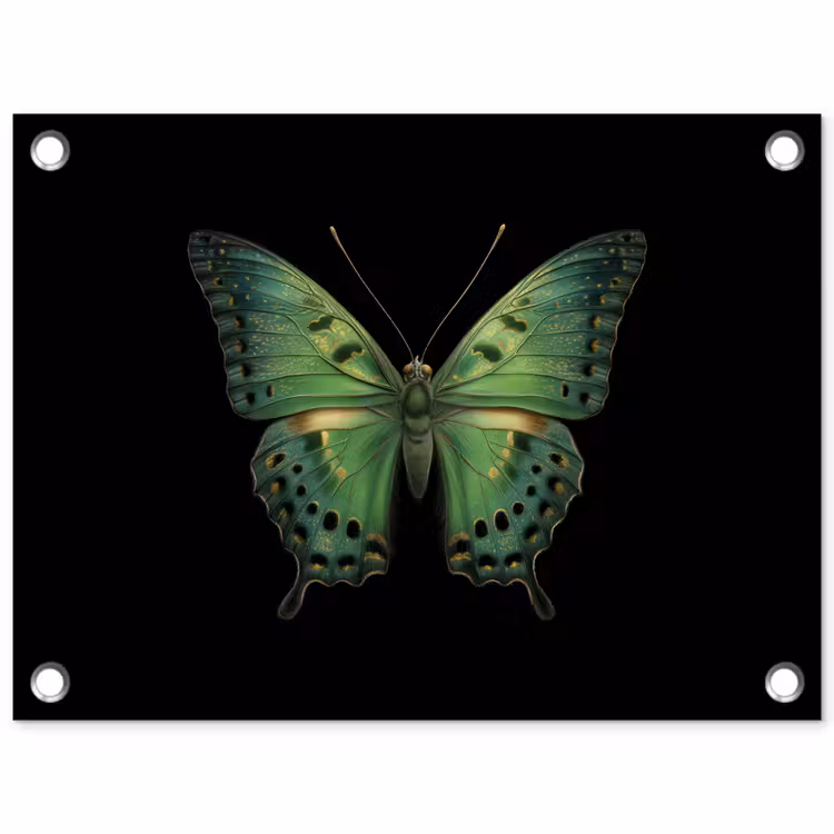 Vlinder - Groen - Diepte tuinposter los doek klein -3d