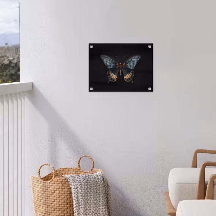 Vlinder - Metaalachtig - Geometrisch patroon tuinposter los doek klein -sfeer8