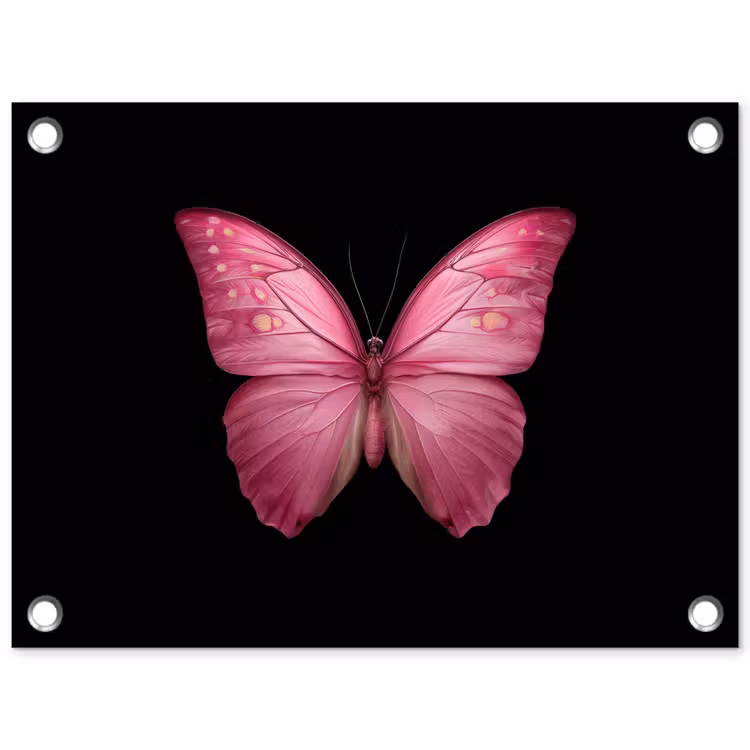 Vlinder - roze - Elegant tuinposter los doek klein -3d