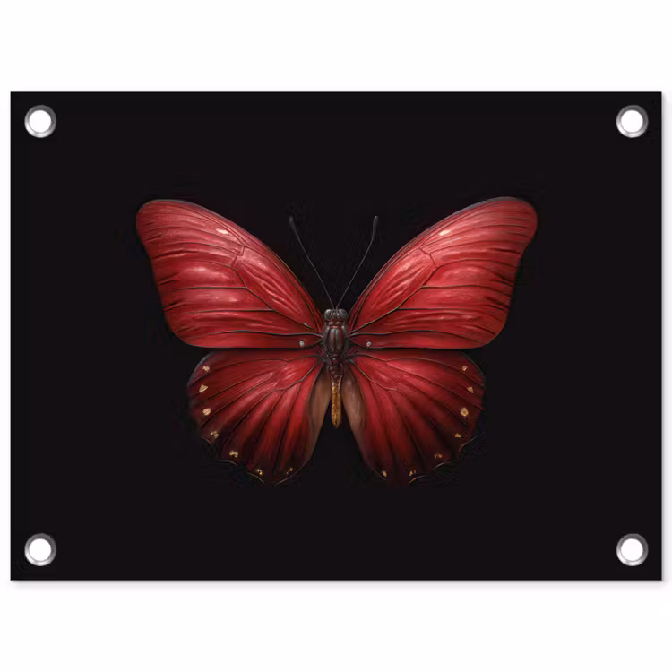 Vlinder - Rood - Minimalistisch tuinposter los doek klein -3d
