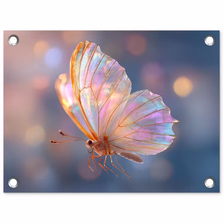 Vlinder - Vleugels - Pastel - Glinstering tuinposter los doek klein -3d