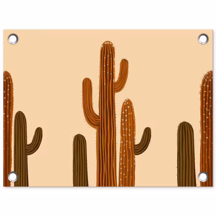 Cactus - Woestijn - Zand - Bruin tuinposter los doek klein -3d