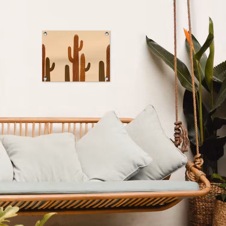 Cactus - Woestijn - Zand - Bruin tuinposter los doek klein -sfeer7