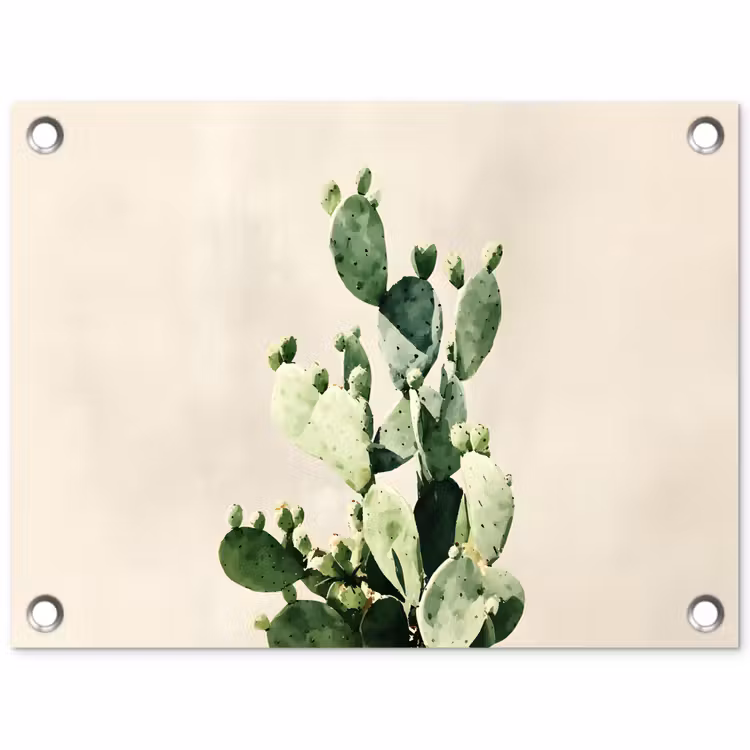 Cactus - Groen - Minimalistisch tuinposter los doek klein -3d